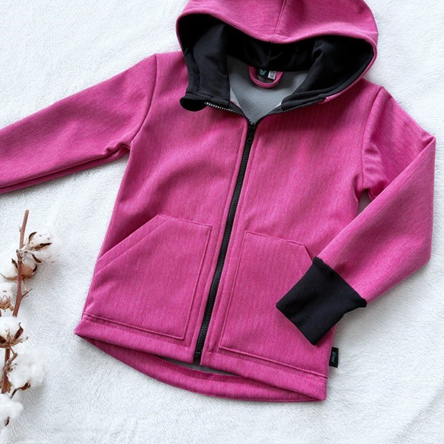 Kinder Softshelljacke rosa - Fischgrätenmuster
