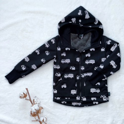 Kinder-Softshelljacke mit Lammfell **REFLEKTIERENDE BAUMASCHINEN**