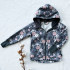 Kinder Softshelljacke mit Kapuze ROTE BLUMEN AUF GRAU