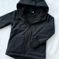 Kinder Winter Softshelljacke mit Lammfell schwarz