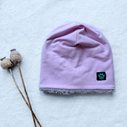 Kindermütze mit Futter und Ohrenklappen rosa