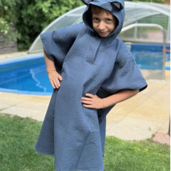  Sommerponcho für Kinder mit Kapuze und Ohren, indigo