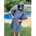  Sommerponcho für Kinder mit Kapuze und Ohren, indigo
