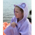Kinderponcho mit Kapuze und lila Ohren