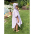 Kinderponcho mit Kapuze und lila Ohren