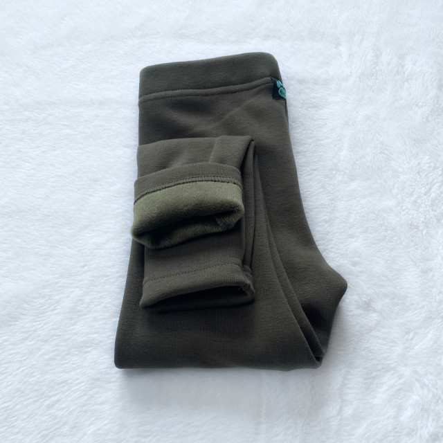 Kinder Winter Baumwolle extra isolierte Thermoleggings warmkeeper khaki