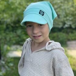Kinder Sommer Baumwollmütze mit Schirm BIO mintgrün