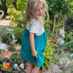 Kinder Sommer Muselkleider für Mädchen Petroleum