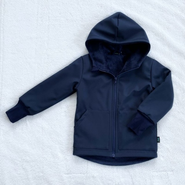 Dunkelblaue Kinder-Winter-Softshell-Jacke mit Futter