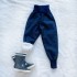 Kinder Winter Softshell gefütterte Hose mit Lammfell dunkelblau